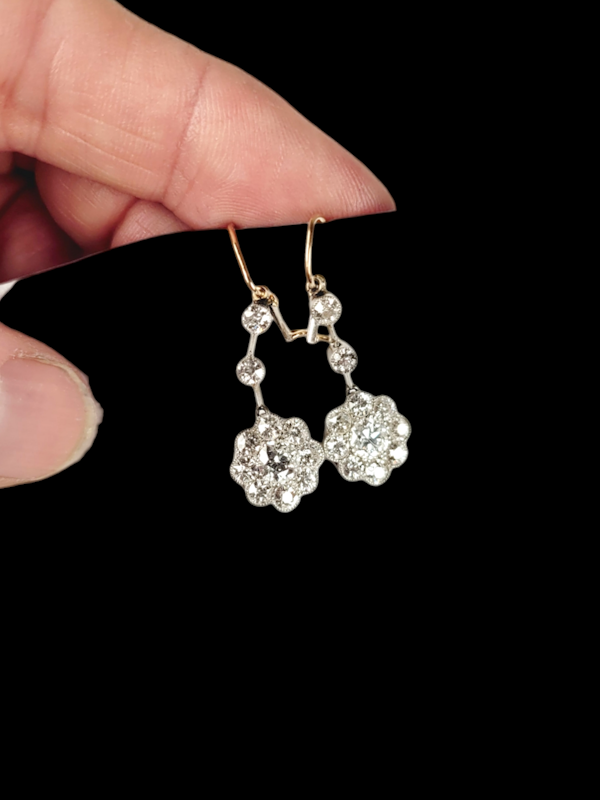 Antique Edwardian diamond cluster drop earrings SKU: 7724 DBGEMS - image 1