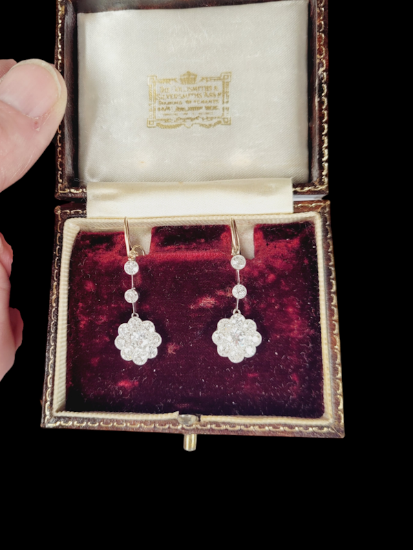 Antique Edwardian diamond cluster drop earrings SKU: 7724 DBGEMS - image 3