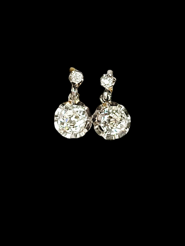 Antique diamond top and drop old mine cut diamond earrings SKU: 7727 DBGEMS - image 1