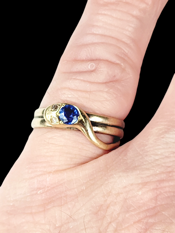 Antique snake ring with sapphire SKU: 7729 DBGEMS - image 2