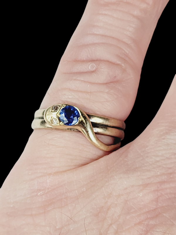 Antique snake ring with sapphire SKU: 7729 DBGEMS - image 4