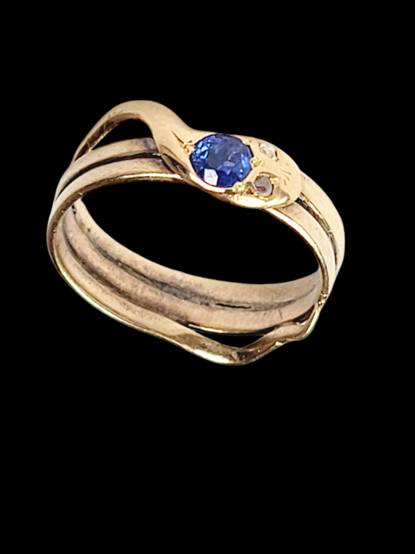 Antique snake ring with sapphire SKU: 7729 DBGEMS - image 5