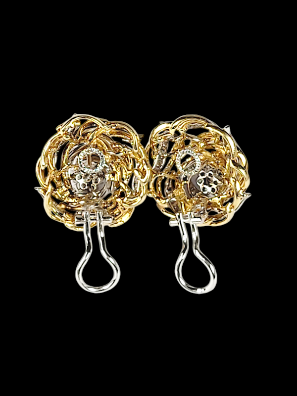 Cool vintage gold wire and diamond ribbon earrings SKU: 7730 DBGEMS - image 3