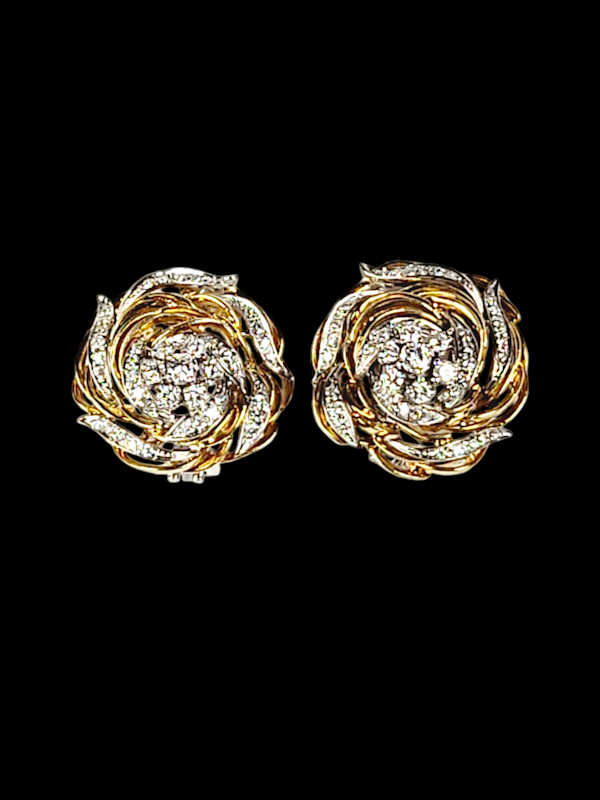 Cool vintage gold wire and diamond ribbon earrings SKU: 7730 DBGEMS - image 4