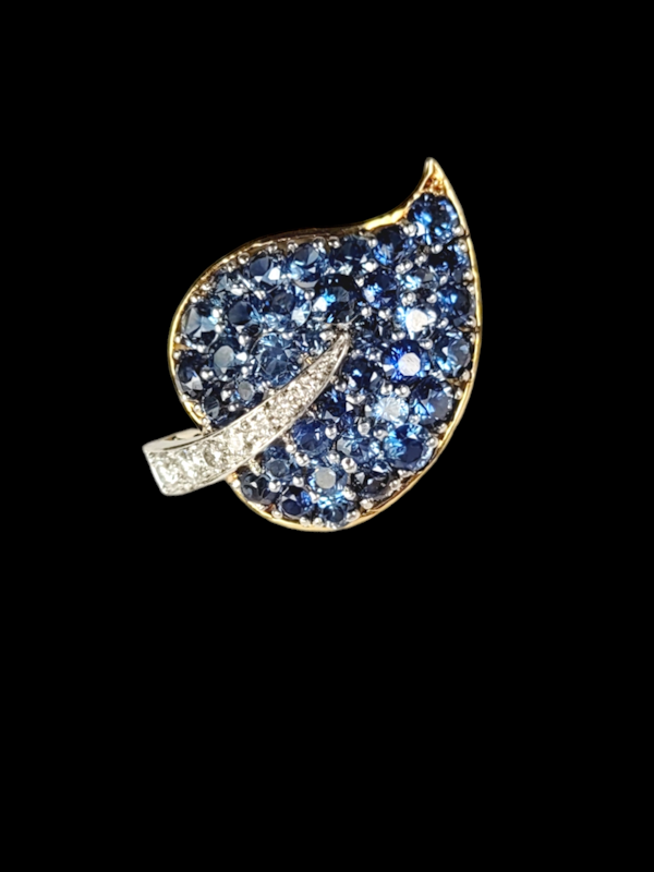 Vintage Montana sapphire and diamond leaf brooch SKU: 7732 DBGEMS - image 1