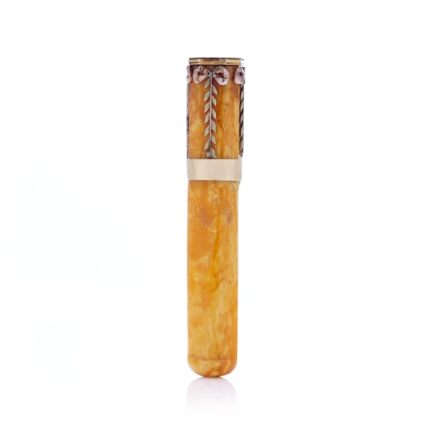 Karl Faberge 14kt gold and amber cheroot - image 2