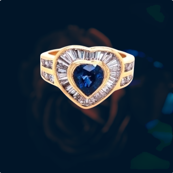 Sapphire and Diamond Heart Shape Ring. - image 1