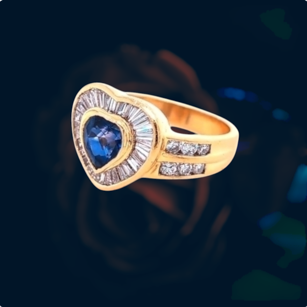 Sapphire and Diamond Heart Shape Ring. - image 2