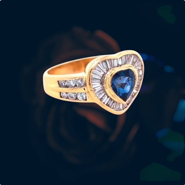 Sapphire and Diamond Heart Shape Ring. - image 3