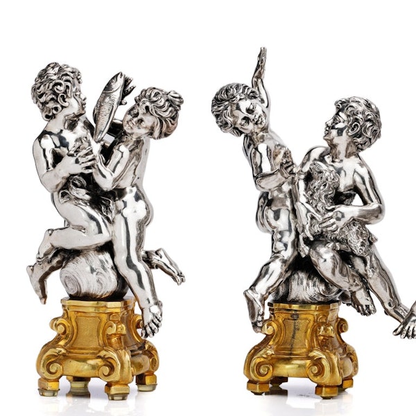 Luigi Avolio set of four 800. silver and ormolu figural groups - image 2