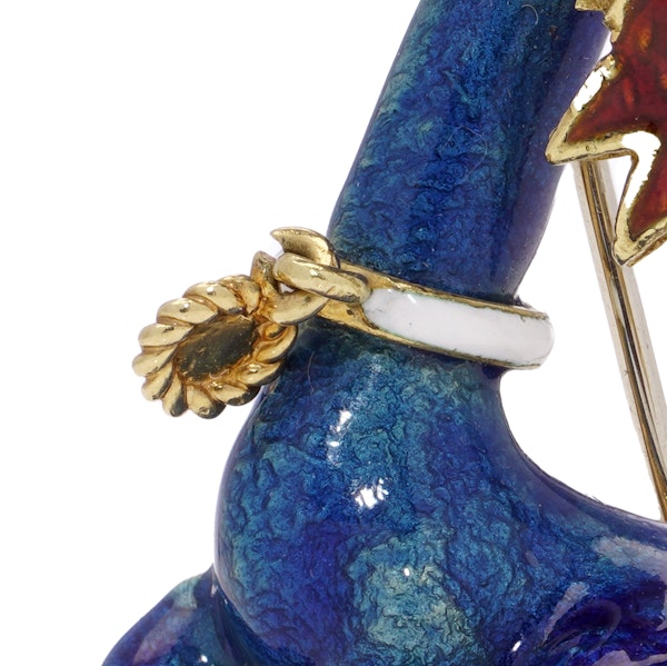 Vintage 18kt gold and enamel whimsical poodle dog brooch - image 5