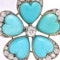 Victorian 9kt gold and silver diamond turquoise flower head brooch - image 2