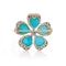 Victorian 9kt gold and silver diamond turquoise flower head brooch - image 3