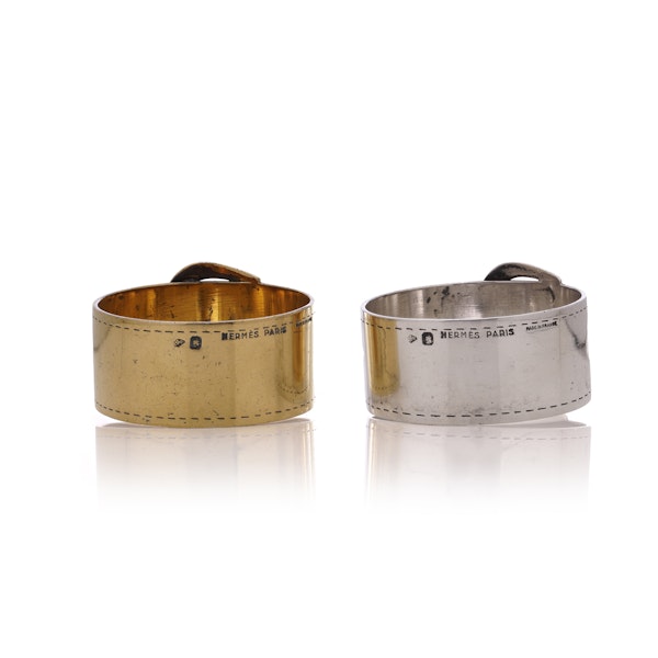 Hermes of Paris pair of silver and silver gilt buckle napkin rings - image 4