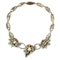 Moira Sapphire, Diamond, Plique a Jour Enamel, Silver and Gold Triple Flower and Leaf Necklace - image 5