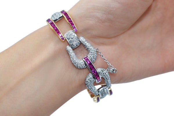 Art Deco Ruby & Diamond Bracelet - image 2