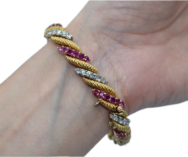 1950s French Burma Ruby & Diamond Bracelet - image 1