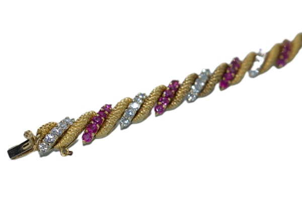 1950s French Burma Ruby & Diamond Bracelet - image 3