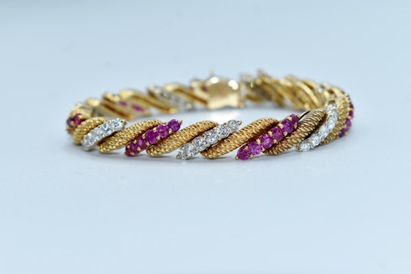 1950s French Burma Ruby & Diamond Bracelet - image 4