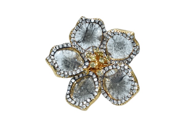 Indian Rose Cut Diamond Flower Ring - image 3