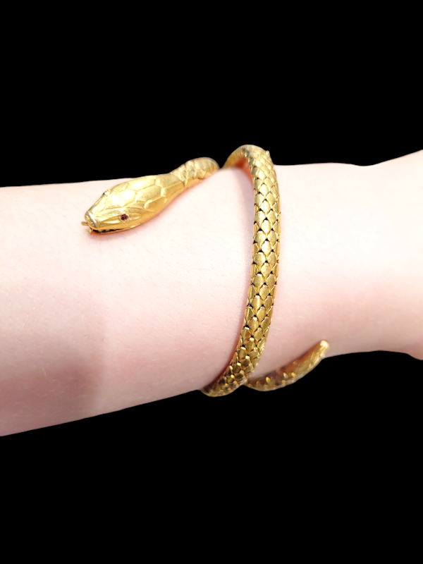 Antique French sprung 18ct gold snake bracelet SKU: 7755 DBGEMS - image 1