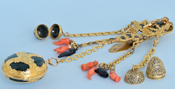 Rare Gold and Bloodstone Chatelaine Watch - image 4