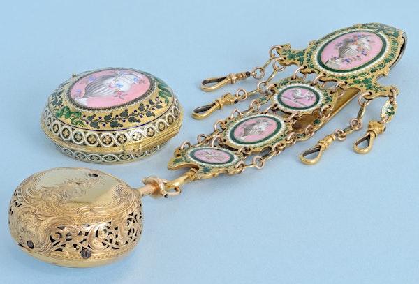 Gold and Enamel Repeater with Chatelaine - image 7