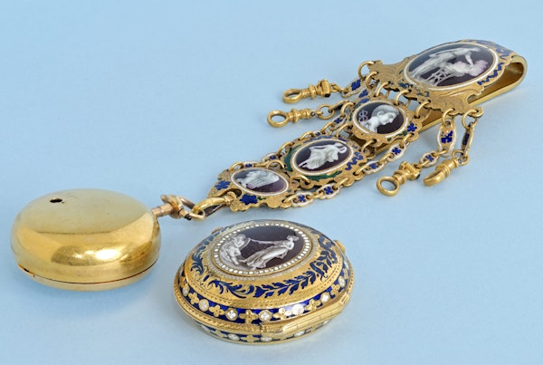 Irish Gold and Enamel Chatelaine Watch - image 6