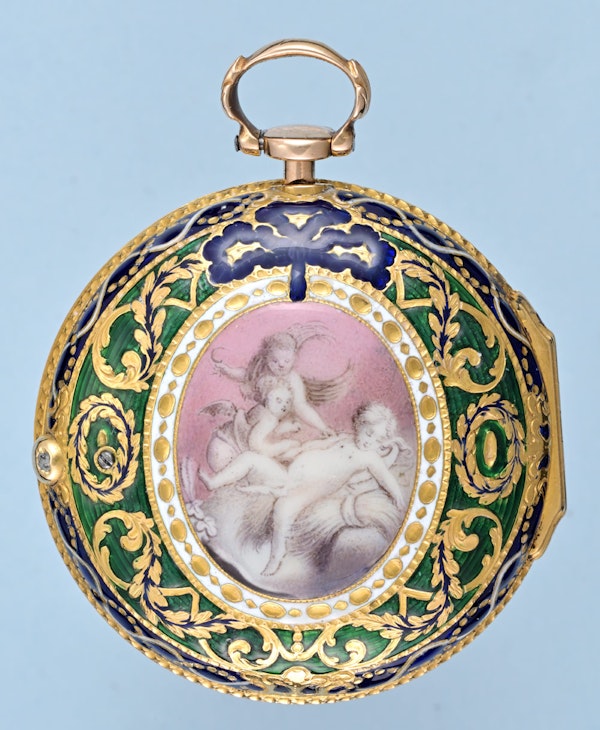 Gold and Enamel Chatelaine Watch - image 4