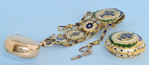 Gold and Enamel Chatelaine Watch - image 4