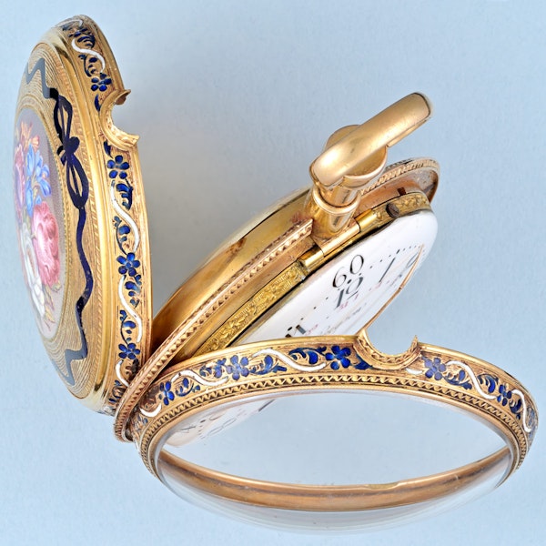 French Gold and Enamel Repeater with Chatelaine - image 5