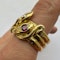 Antique Ruby Diamond Sapphire 3 Head Snake Ring - image 3