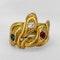 Antique Ruby Diamond Sapphire 3 Head Snake Ring - image 1