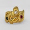 Antique Ruby Diamond Sapphire 3 Head Snake Ring - image 4