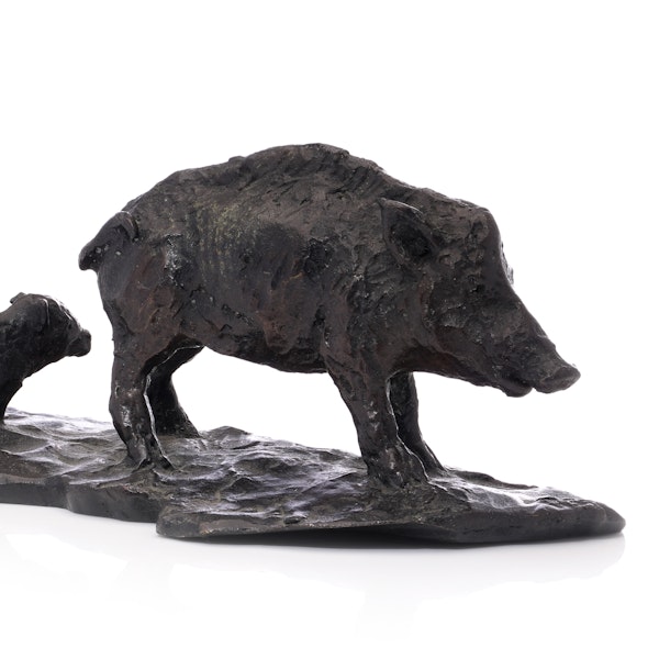 Patrick Laroche Bronze Figurine: Wild Boar with Two Boarlets - image 5