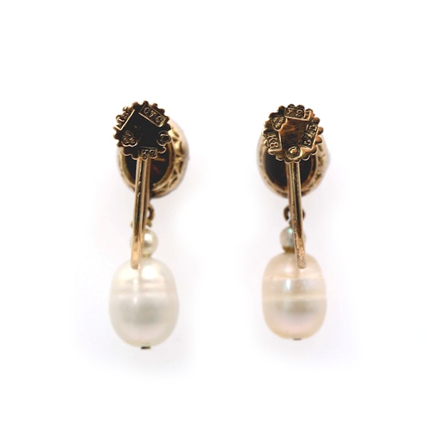 Vintage Rose Cut Diamond, Pearl, Silver and Gold Earrings, Circa 1936 - image 5