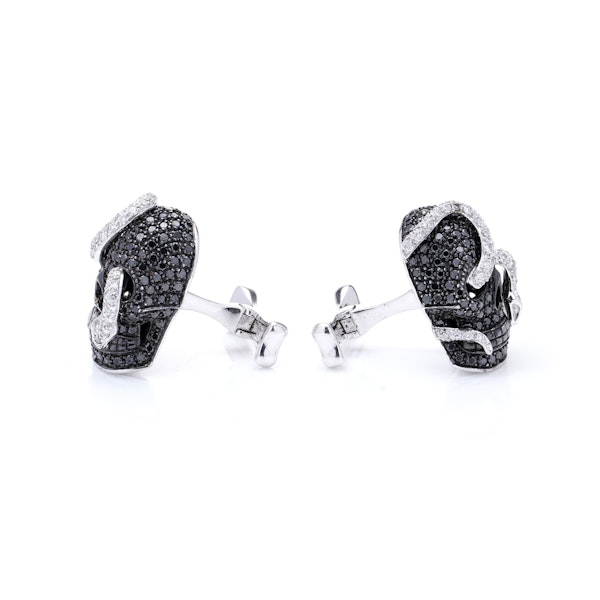 Theo Fennell 18kt gold black diamond skull cufflinks - image 5