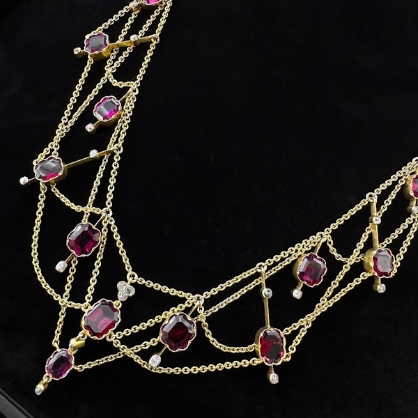 Almandine Diamond Mrs Newman Swag Necklace - image 3