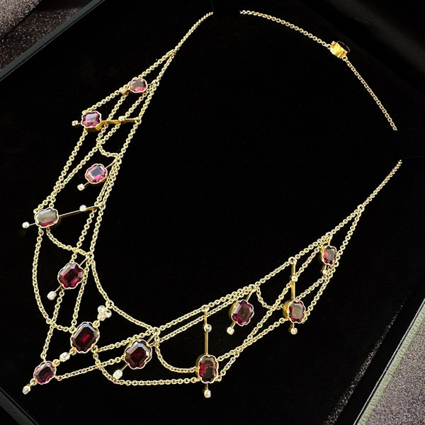 Almandine Diamond Mrs Newman Swag Necklace - image 2