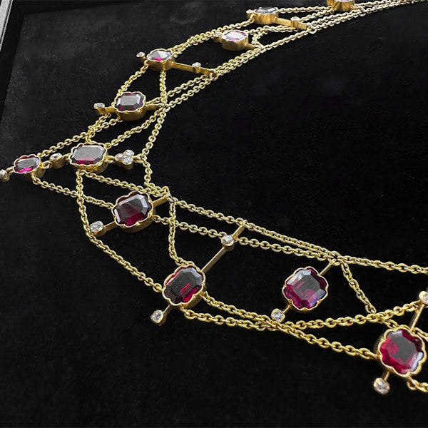 Almandine Diamond Mrs Newman Swag Necklace - image 1