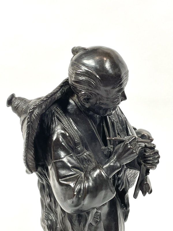 Signed Japanese bronze Okimono - image 8