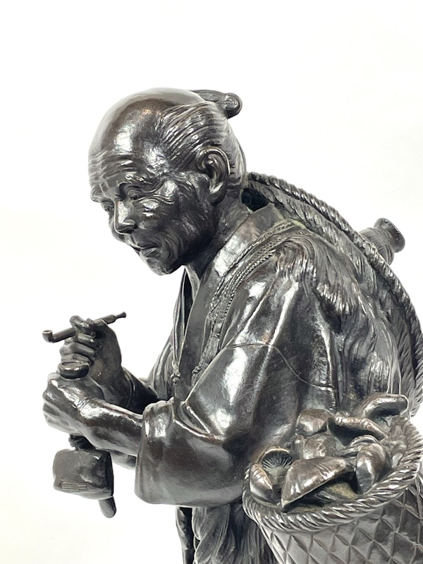 Signed Japanese bronze Okimono - image 7