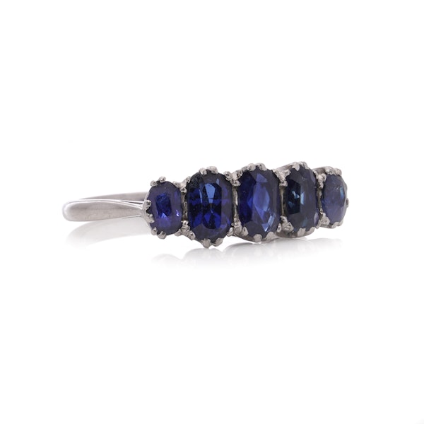 18kt White Gold 5-Stone Sapphire Ring - image 6