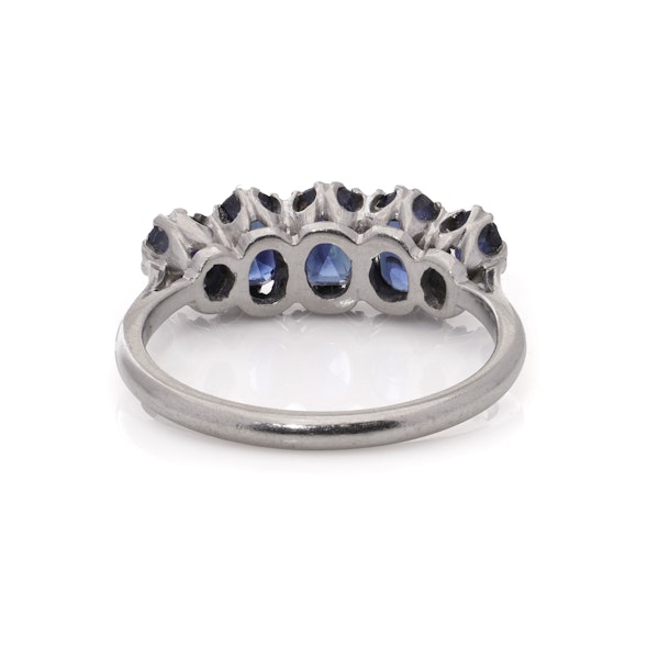 18kt White Gold 5-Stone Sapphire Ring - image 4