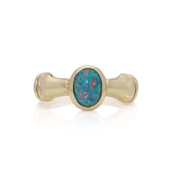 Vintage 14kt gold ring featuring a vibrant black opal - image 6