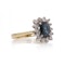 Vintage 18kt Gold Blue Sapphire and Diamond Cluster Ring - image 7