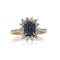 Vintage 18kt Gold Blue Sapphire and Diamond Cluster Ring - image 2