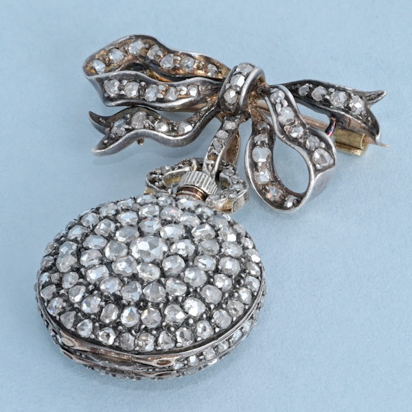 Small Diamond Set Gold Watch and Pendant - image 2