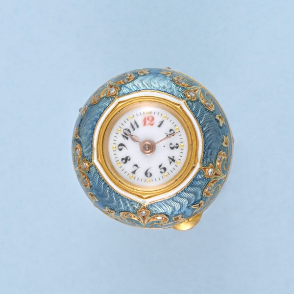 Diamond Set Gold and Enamel Ball Watch - image 2