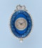 Gold and Enamel Oval Pendant Watch and Chain - image 2